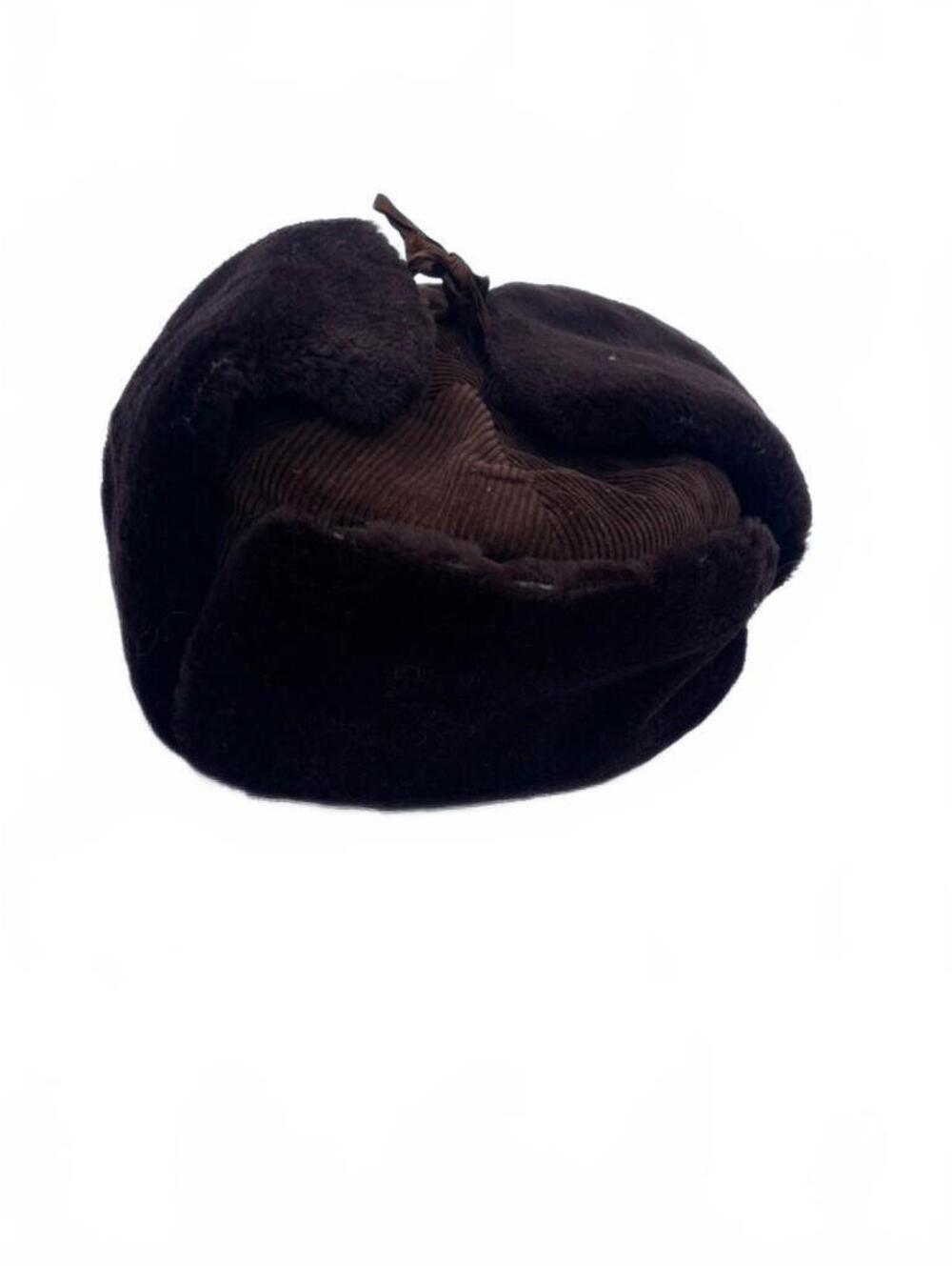 Vintage Brown Faux Fur and Corduroy Winter Hat